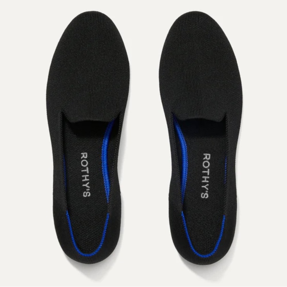 Rothys The Loafer Black Womens Knit Fabric Slip On Flats Shoes Rothy's Size 6.5